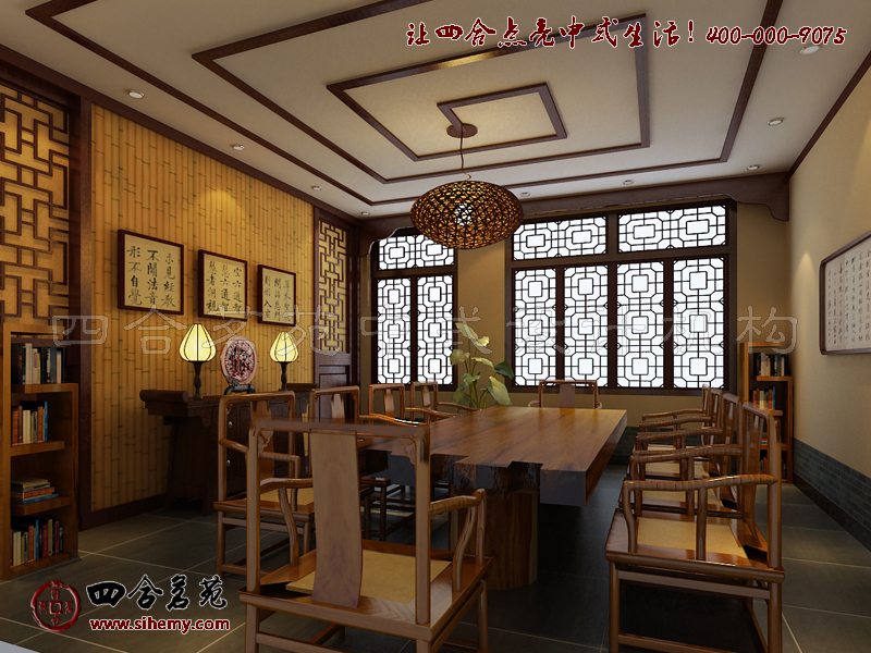 翰墨書香的文蘊增添裝修藝術審美 茶樓仿古裝修設計雅間效果圖